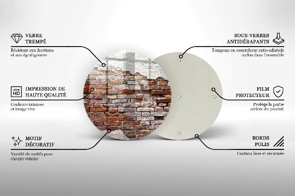 Üveg vágódeszka Régi tégla és beton fal