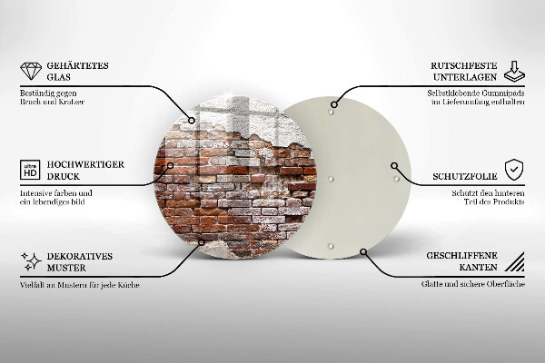 Üveg vágódeszka Régi tégla és beton fal