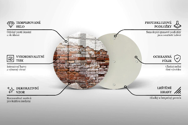 Üveg vágódeszka Régi tégla és beton fal