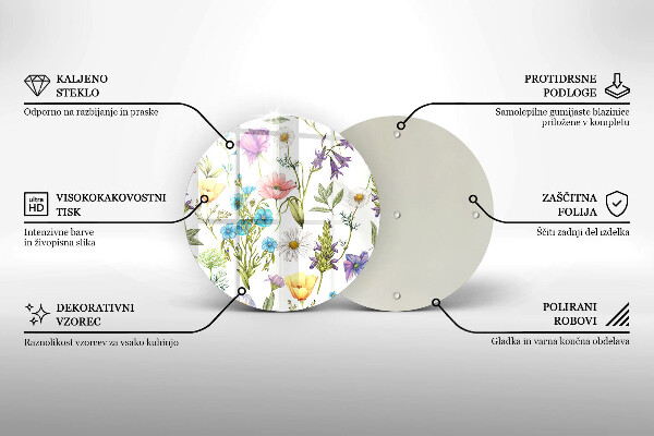 Üveg vágódeszka Virágok illusztráció