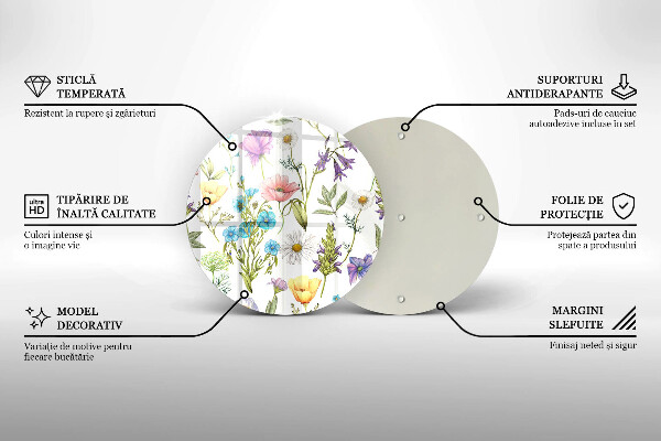 Üveg vágódeszka Virágok illusztráció