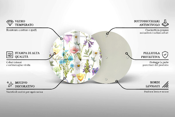 Üveg vágódeszka Virágok illusztráció