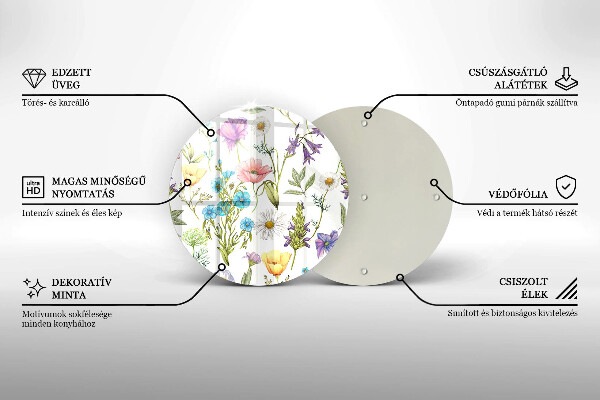 Üveg vágódeszka Virágok illusztráció