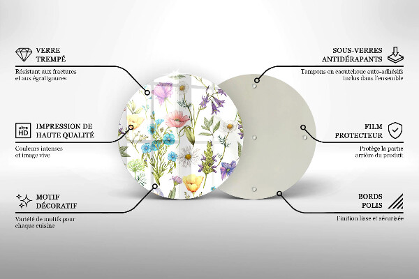 Üveg vágódeszka Virágok illusztráció