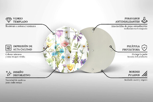 Üveg vágódeszka Virágok illusztráció