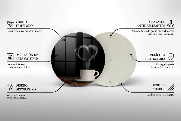 Üveg vágódeszka Kávéscsésze szív