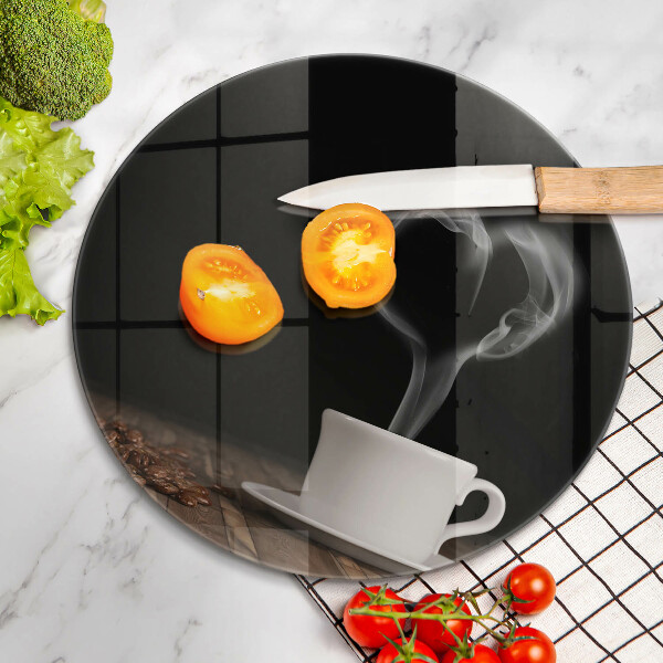 Üveg vágódeszka Kávéscsésze szív