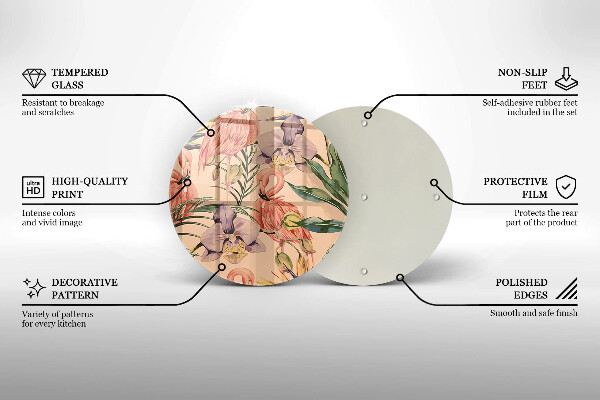 Üveg vágódeszka Flamingók illusztráció