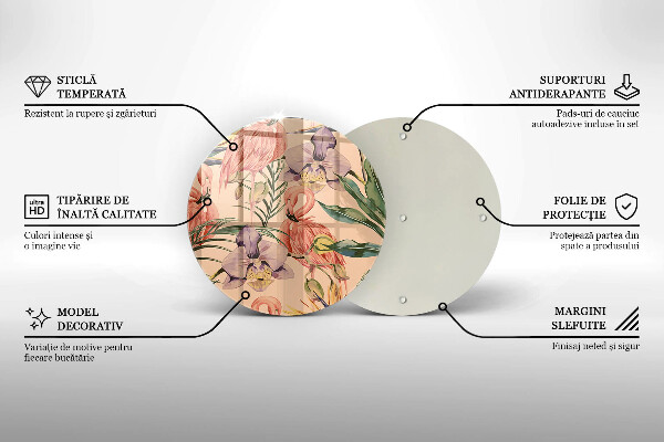 Üveg vágódeszka Flamingók illusztráció