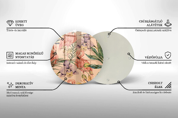 Üveg vágódeszka Flamingók illusztráció