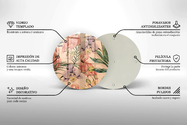 Üveg vágódeszka Flamingók illusztráció