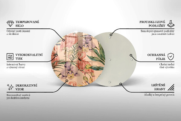 Üveg vágódeszka Flamingók illusztráció