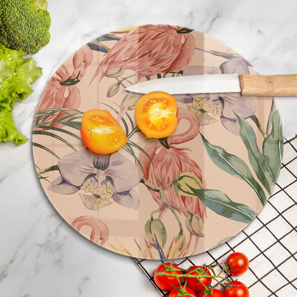 Üveg vágódeszka Flamingók illusztráció