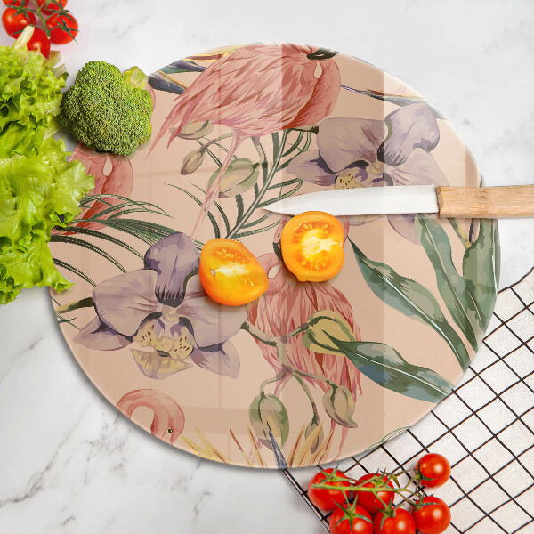Üveg vágódeszka Flamingók illusztráció