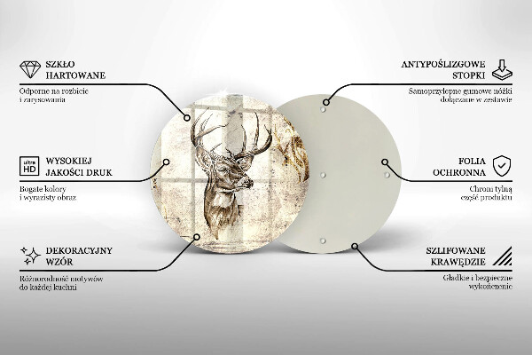 Üveg vágódeszka Szarvas állat illusztráció