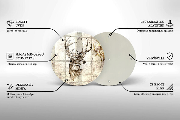 Üveg vágódeszka Szarvas állat illusztráció