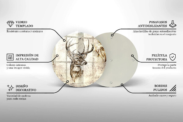 Üveg vágódeszka Szarvas állat illusztráció