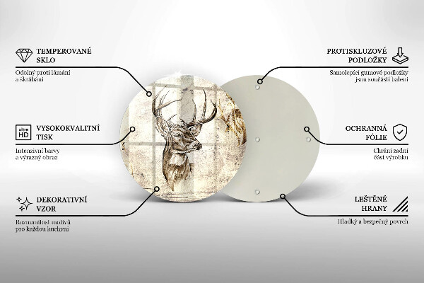 Üveg vágódeszka Szarvas állat illusztráció