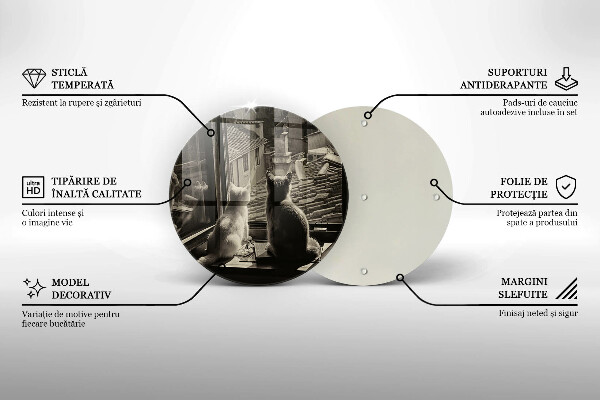 Üveg vágódeszka Macskák város és ablak