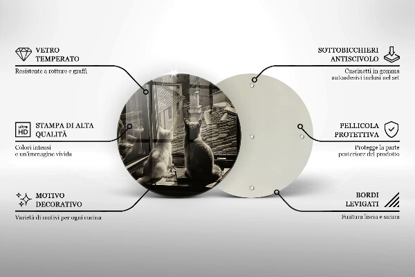 Üveg vágódeszka Macskák város és ablak