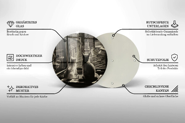 Üveg vágódeszka Macskák város és ablak