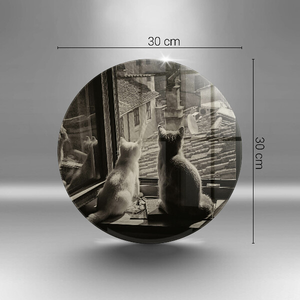 Üveg vágódeszka Macskák város és ablak