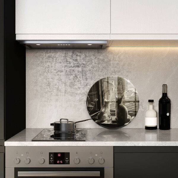 Üveg vágódeszka Macskák város és ablak