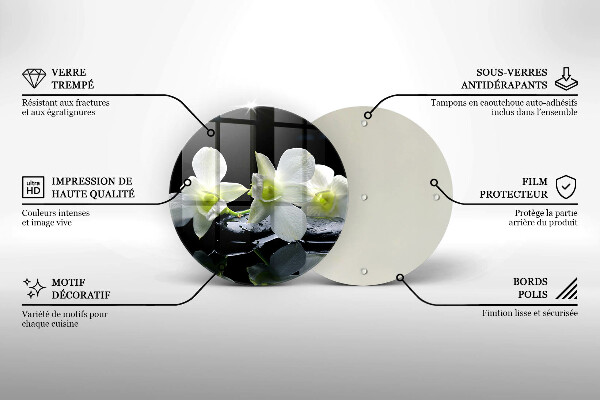 Üveg vágódeszka Fehér virágok a zen vízben