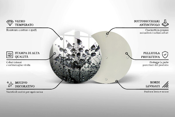 Üveg vágódeszka Pitypang és harmat
