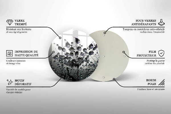 Üveg vágódeszka Pitypang és harmat