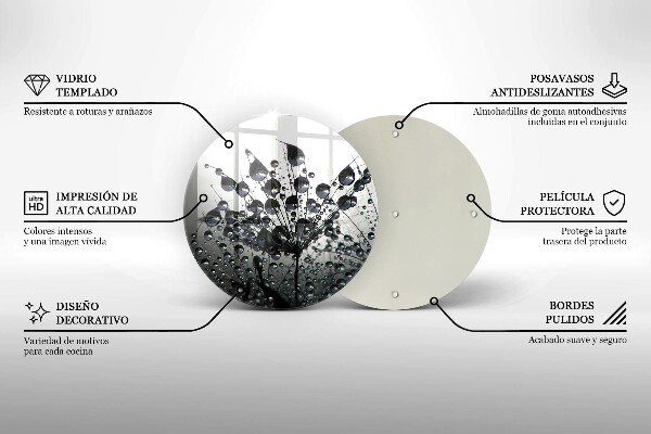 Üveg vágódeszka Pitypang és harmat