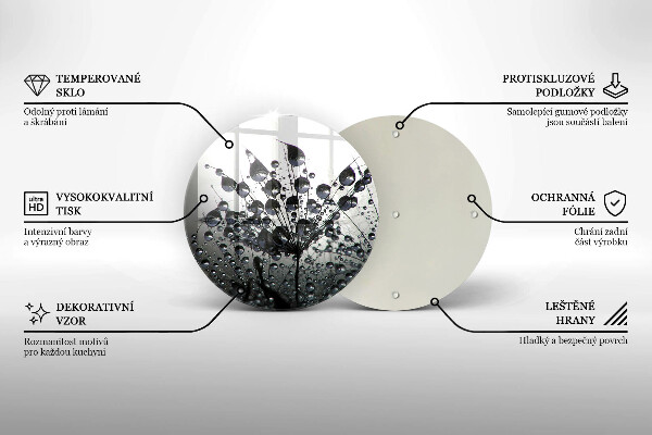 Üveg vágódeszka Pitypang és harmat