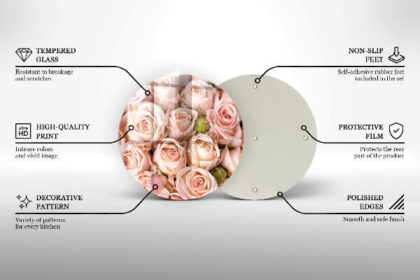 Üveg vágódeszka Csokor finom rózsa