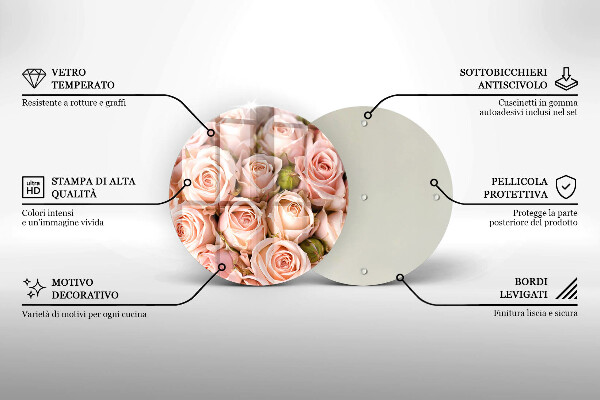 Üveg vágódeszka Csokor finom rózsa