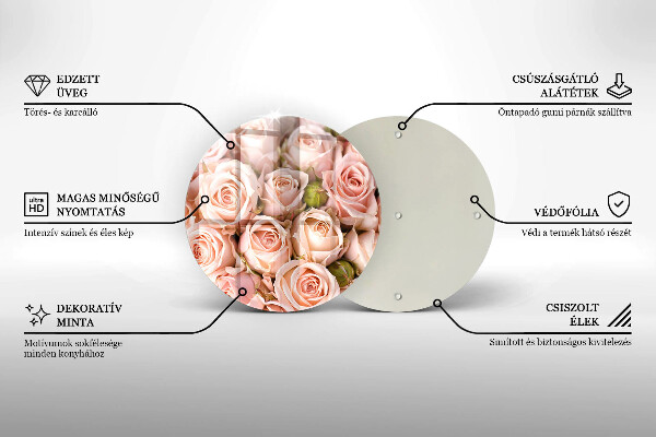 Üveg vágódeszka Csokor finom rózsa