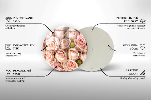 Üveg vágódeszka Csokor finom rózsa