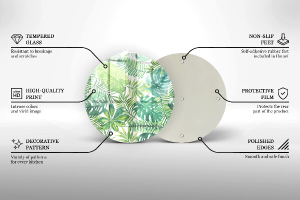 Üveg vágódeszka Akvarell boho levelek