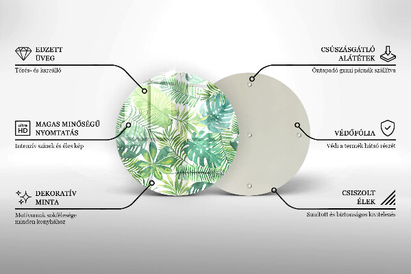 Üveg vágódeszka Akvarell boho levelek