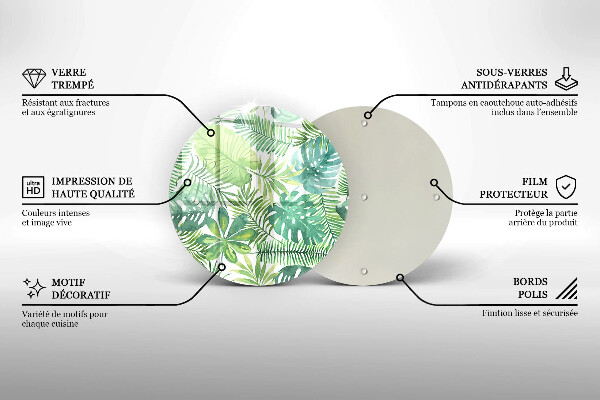 Üveg vágódeszka Akvarell boho levelek