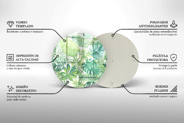 Üveg vágódeszka Akvarell boho levelek