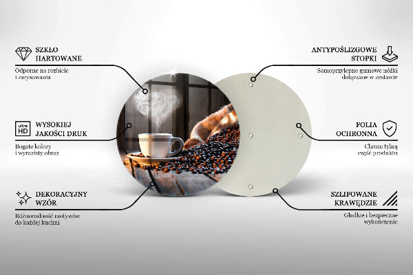 Üveg vágódeszka Kávéscsésze és szív