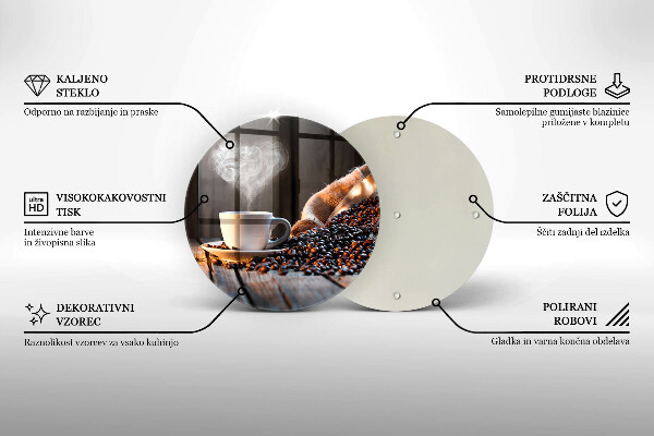 Üveg vágódeszka Kávéscsésze és szív