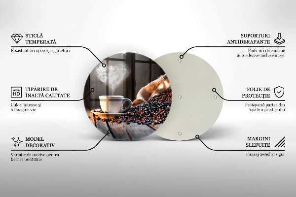 Üveg vágódeszka Kávéscsésze és szív