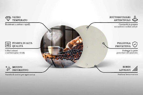 Üveg vágódeszka Kávéscsésze és szív