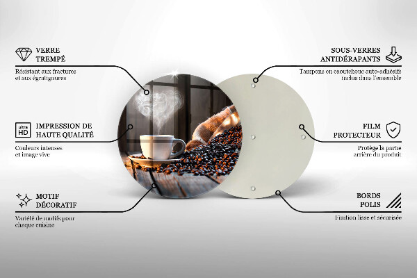 Üveg vágódeszka Kávéscsésze és szív