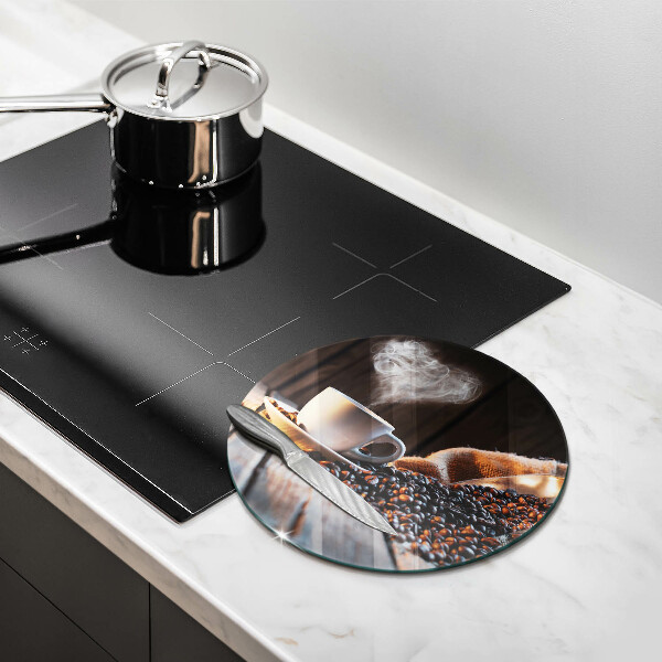 Üveg vágódeszka Kávéscsésze és szív