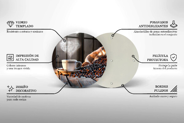 Üveg vágódeszka Kávéscsésze és szív