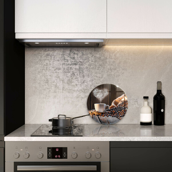 Üveg vágódeszka Kávéscsésze és szív