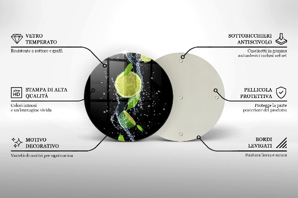 Üveg vágódeszka Lédús lime vízben