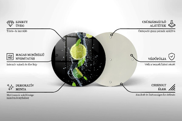 Üveg vágódeszka Lédús lime vízben